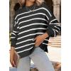 imageDokotoo Womens Sweater 2025 Fall Winter Striped Sweaters Casual Trendy SweaterBlack Stripe