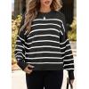 imageDokotoo Womens Sweater 2025 Fall Winter Striped Sweaters Casual Trendy SweaterBlack Stripe
