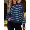 imageDokotoo Womens Sweater 2025 Fall Winter Striped Sweaters Casual Trendy SweaterBlue Stripe
