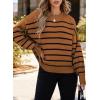 imageDokotoo Womens Sweater 2025 Fall Winter Striped Sweaters Casual Trendy SweaterBrown Stripe
