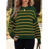 imageDokotoo Womens Sweater 2025 Fall Winter Striped Sweaters Casual Trendy SweaterGreen Stripe
