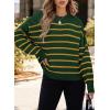 imageDokotoo Womens Sweater 2025 Fall Winter Striped Sweaters Casual Trendy SweaterGreen Stripe
