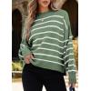 imageDokotoo Womens Sweater 2025 Fall Winter Striped Sweaters Casual Trendy SweaterGreen a