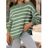 imageDokotoo Womens Sweater 2025 Fall Winter Striped Sweaters Casual Trendy SweaterGreen a