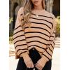 imageDokotoo Womens Sweater 2025 Fall Winter Striped Sweaters Casual Trendy SweaterKhaki Stripe