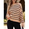 imageDokotoo Womens Sweater 2025 Fall Winter Striped Sweaters Casual Trendy SweaterKhaki Stripe