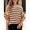 imageDokotoo Womens Sweater 2025 Fall Winter Striped Sweaters Casual Trendy SweaterKhaki Stripe