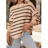imageDokotoo Womens Sweater 2025 Fall Winter Striped Sweaters Casual Trendy SweaterKhaki Stripe
