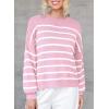 imageDokotoo Womens Sweater 2025 Fall Winter Striped Sweaters Casual Trendy SweaterPink Stripe
