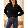 imageDokotoo Womens Sweaters 2025 Casual Long Sleeve Henley Shirts V Neck Textured Button Fall Sweater Loose Fit Jumper TopsBlack