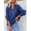 imageDokotoo Womens Sweaters 2025 Casual Long Sleeve Henley Shirts V Neck Textured Button Fall Sweater Loose Fit Jumper TopsBlue