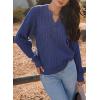 imageDokotoo Womens Sweaters 2025 Casual Long Sleeve Henley Shirts V Neck Textured Button Fall Sweater Loose Fit Jumper TopsBlue