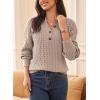 imageDokotoo Womens Sweaters 2025 Casual Long Sleeve Henley Shirts V Neck Textured Button Fall Sweater Loose Fit Jumper TopsKhaki