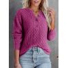 imageDokotoo Womens Sweaters 2025 Casual Long Sleeve Henley Shirts V Neck Textured Button Fall Sweater Loose Fit Jumper TopsPink