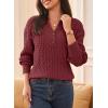 imageDokotoo Womens Sweaters 2025 Casual Long Sleeve Henley Shirts V Neck Textured Button Fall Sweater Loose Fit Jumper TopsRed