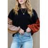 imageDokotoo Womens Sweaters Colorblock Crewneck Cotton Long Sleeve Fall Winter Knit Pullover Jumper TopsBlack