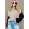 imageDokotoo Womens Sweaters Colorblock Crewneck Cotton Long Sleeve Fall Winter Knit Pullover Jumper TopsCoffee
