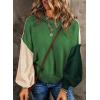 imageDokotoo Womens Sweaters Colorblock Crewneck Cotton Long Sleeve Fall Winter Knit Pullover Jumper TopsDark Green