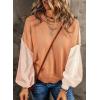 imageDokotoo Womens Sweaters Colorblock Crewneck Cotton Long Sleeve Fall Winter Knit Pullover Jumper TopsGrapefruit Orange