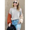 imageDokotoo Womens Sweaters Colorblock Crewneck Cotton Long Sleeve Fall Winter Knit Pullover Jumper TopsGray