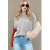 imageDokotoo Womens Sweaters Colorblock Crewneck Cotton Long Sleeve Fall Winter Knit Pullover Jumper TopsGray