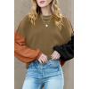 imageDokotoo Womens Sweaters Colorblock Crewneck Cotton Long Sleeve Fall Winter Knit Pullover Jumper TopsJungle Green