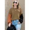 imageDokotoo Womens Sweaters Colorblock Crewneck Cotton Long Sleeve Fall Winter Knit Pullover Jumper TopsJungle Green