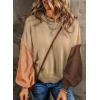imageDokotoo Womens Sweaters Colorblock Crewneck Cotton Long Sleeve Fall Winter Knit Pullover Jumper TopsKhaki