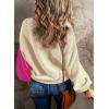 imageDokotoo Womens Sweaters Colorblock Crewneck Cotton Long Sleeve Fall Winter Knit Pullover Jumper TopsLight Pink