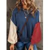 imageDokotoo Womens Sweaters Colorblock Crewneck Cotton Long Sleeve Fall Winter Knit Pullover Jumper TopsNavy Blue