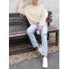 imageDokotoo Womens Sweaters Colorblock Crewneck Cotton Long Sleeve Fall Winter Knit Pullover Jumper TopsZ Apricot 1