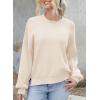 imageDokotoo Womens Sweaters Colorblock Crewneck Cotton Long Sleeve Fall Winter Knit Pullover Jumper TopsZ Apricot 1