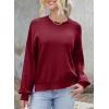 imageDokotoo Womens Sweaters Colorblock Crewneck Cotton Long Sleeve Fall Winter Knit Pullover Jumper TopsZ Burgundy 1