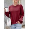 imageDokotoo Womens Sweaters Colorblock Crewneck Cotton Long Sleeve Fall Winter Knit Pullover Jumper TopsZ Burgundy 1