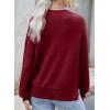 imageDokotoo Womens Sweaters Colorblock Crewneck Cotton Long Sleeve Fall Winter Knit Pullover Jumper TopsZ Burgundy 1