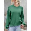 imageDokotoo Womens Sweaters Colorblock Crewneck Cotton Long Sleeve Fall Winter Knit Pullover Jumper TopsZ Dark Green 1