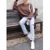 imageDokotoo Womens Sweaters Colorblock Crewneck Cotton Long Sleeve Fall Winter Knit Pullover Jumper TopsZ Dark Khaki 1