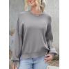 imageDokotoo Womens Sweaters Colorblock Crewneck Cotton Long Sleeve Fall Winter Knit Pullover Jumper TopsZ Gray 1
