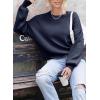 imageDokotoo Womens Sweaters Colorblock Crewneck Cotton Long Sleeve Fall Winter Knit Pullover Jumper TopsZ Navy Blue 1