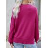 imageDokotoo Womens Sweaters Colorblock Crewneck Cotton Long Sleeve Fall Winter Knit Pullover Jumper TopsZ Rose Red 1