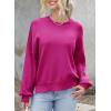 imageDokotoo Womens Sweaters Colorblock Crewneck Cotton Long Sleeve Fall Winter Knit Pullover Jumper TopsZ Rose Red 1