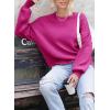imageDokotoo Womens Sweaters Colorblock Crewneck Cotton Long Sleeve Fall Winter Knit Pullover Jumper TopsZ Rose Red 1