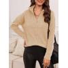 imageDokotoo Womens Sweaters Long Sleeve 14 Zip Pullover Polo V Neck Dressy Casual TopsA Apricot
