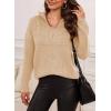 imageDokotoo Womens Sweaters Long Sleeve 14 Zip Pullover Polo V Neck Dressy Casual TopsA Apricot