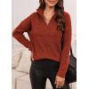 imageDokotoo Womens Sweaters Long Sleeve 14 Zip Pullover Polo V Neck Dressy Casual TopsA1 Red