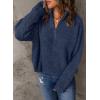 imageDokotoo Womens Sweaters Long Sleeve 14 Zip Pullover Polo V Neck Dressy Casual TopsB Blue