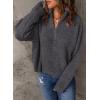 imageDokotoo Womens Sweaters Long Sleeve 14 Zip Pullover Polo V Neck Dressy Casual TopsB Gray