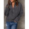 imageDokotoo Womens Sweaters Long Sleeve 14 Zip Pullover Polo V Neck Dressy Casual TopsB Gray