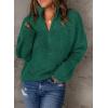imageDokotoo Womens Sweaters Long Sleeve 14 Zip Pullover Polo V Neck Dressy Casual TopsB Green