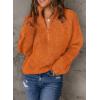 imageDokotoo Womens Sweaters Long Sleeve 14 Zip Pullover Polo V Neck Dressy Casual TopsB Orange